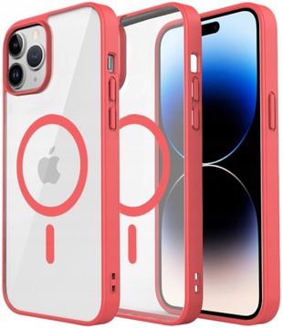 ETUI DO IPHONE 15 PRO PRZEŹROCZYSTE MAGNETYCZNE DO MAGSAFE | RED