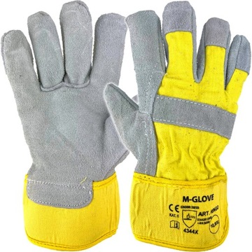 RĘKAWICE ROBOCZE OCHRONNE Z DWOINY RINGO PLUS YELLOW 4243X