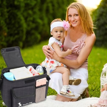 ОРГАНАЙЗЕР ДЛЯ ДЕТСКОЙ КОЛЯСКИ СУМКА ДЛЯ АКСЕССУАРОВ, ВМЕСТИТЕЛЬНАЯ, ПРОЧНАЯ С РЕМНЕМ