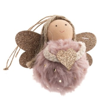 ZAWIESZKA ANIOŁ ANIOŁEK RÓŻOWY Z SERCEM 9X8X4 CM