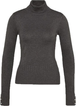 Dorothy Perkins Efektowny Modny Grafitowy Kobiecy Sweter Golf Perełki S 36