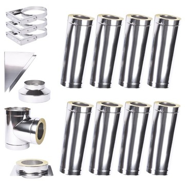 KOMIN Ze Stali 0,5mm Drewno 1.4521 FI 130 8m