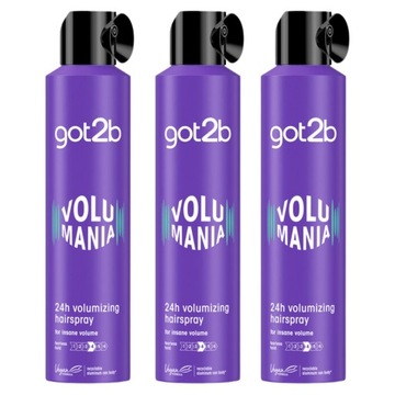 LAKIER DO WŁOSÓW OBJĘTOŚĆ 3x300ML GOT2B VOLUMANIA