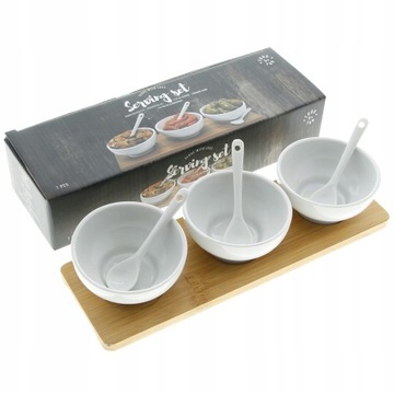 3 ФАРФОРОВЫХ КОНТЕЙНЕРА НА БАМБУКОВОМ ПОДНОСЕ