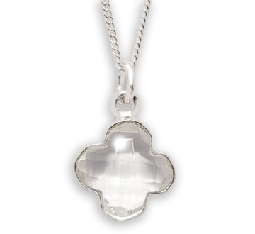 Srebrny naszyjnik 925 Kamień naturalny kryształ górski Koniczyna Szczęście