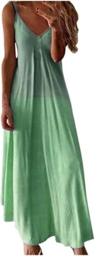 Zielona sukienka maxi na ramiączkach ombre 3XL XXXL 46