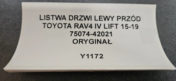 LIŠTA DVEŘE LEVÝ PŘEDNÍ TOYOTA RAV4 IV FACELIFT 15-19