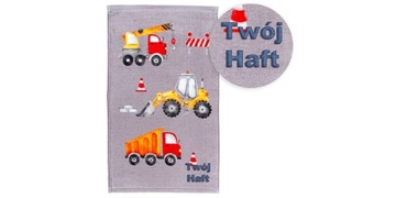 Полотенце детсадовское 30х50 Постройка экскаваторной машины + Вышивка имени