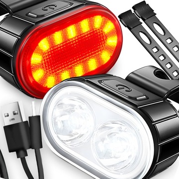 MOCNA Lampka Rowerowa Światło PRZÓD TYŁ LED na rower kierownicę USB JASNA