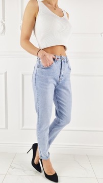 M. Sara - Premium Performance - Jeansy spodnie damskie wysoki stan MOM FIT