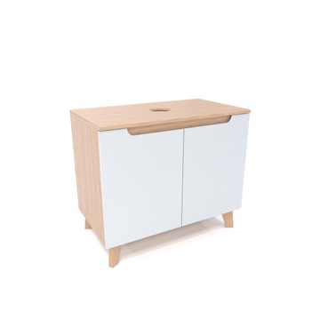 Szafka pod umywalkę biała dwudrzwiowa 80 x 45 x 70 cm dąb słoneczny, biały