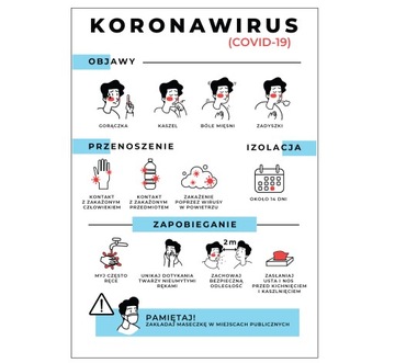 Naklejka informacyjna WIRUS zapobiegaj INSTRUKCJA