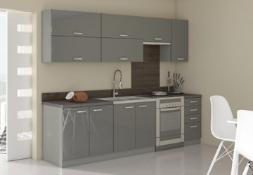 Zestaw mebli kuchennych GREY III szary połysk