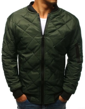 MĘSKA PRZEJŚCIOWA KURTKA PIKOWANA BOMBER JACKET ZIELONA tx2216 - L