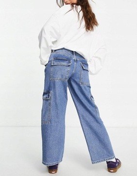 Asos Petite XXH dwa SZEROKIE SPODNIE JEANS XXS