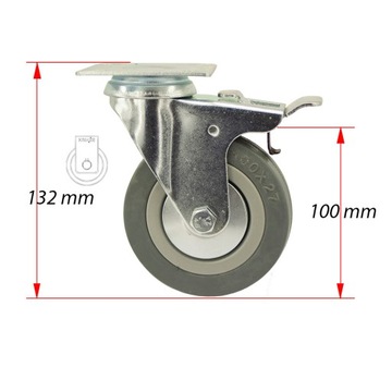Комплект колесиков 4 шт, диаметр 100, шкаф, полка, 23ППГУМ100.