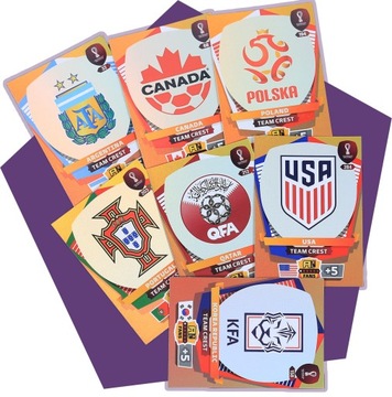 29 karty komplet TEAM CREST LOGO WORLD CUP 2022 QATAR panini piłkarskie