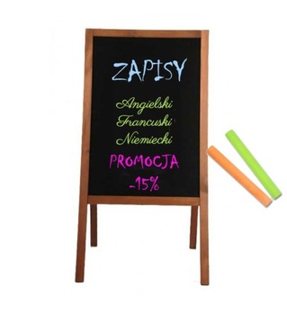 POTYKACZ STOJAK REKLAMOWY DWUSTRONNY DUŻY BRĄZOWY TABLICA KREDOWA M GRATIS