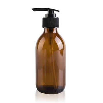 Butelka szklana brązowa 200ml z pompką czarną