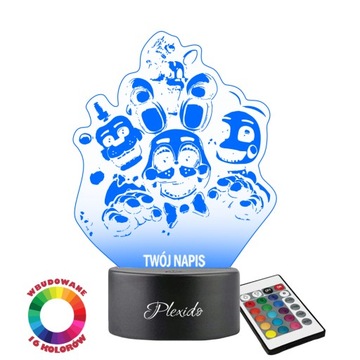 Lampka Nocna Fnaf Five Nights at Freddy's Prezent Na Urodziny LED 3D Grawer