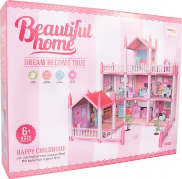 КУКОЛЬНЫЙ ДОМ ОГРОМНАЯ ВИЛЛА Особняк РОЗОВАЯ ТЕРРАСА ДЛЯ ИГР ДЕТЕЙ