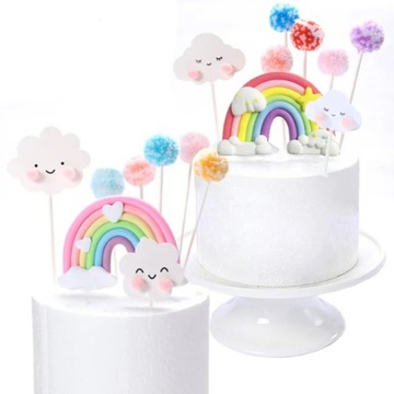 ЦВЕТНОЙ ТОППЕР РАДУЖНОЕ ОБЛАКО ДЛЯ ДЕКОРАТОРА ТОРТА НА ДЕНЬ РОЖДЕНИЯ 107