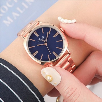 Women Dress Watch Rhinestone Round Dial Stainless Steel