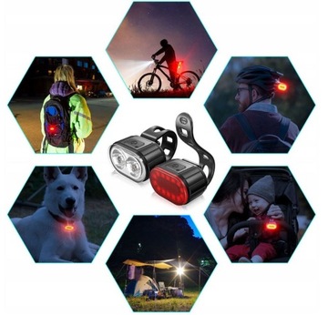 КОМПЛЕКТ СВЕТОДИОДНЫХ ВЕЛОСИПЕДНЫХ ЛАМП ПЕРЕДНИЙ ЗАДНИЙ ДЛЯ АККУМУЛЯТОРА НА РУЛЕ