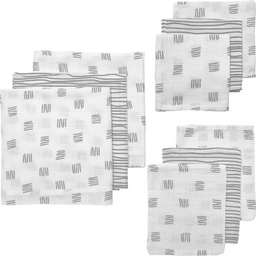 Meyco Baby Block Stripe zestaw startowy - 9-pak - muslinowy - grey
