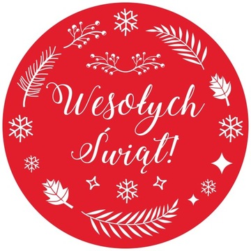NAKLEJKI ETYKIETY ŚWIĄTECZNE WESOŁYCH ŚWIĄT x1000