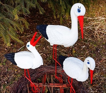 Декоративная садовая фигурка - 3 АИСТА + ГНЕЗДО