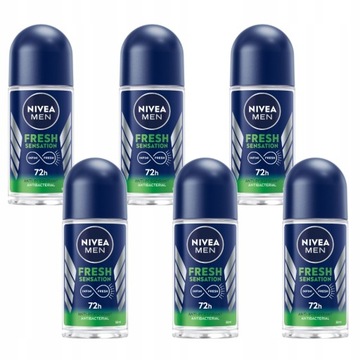 NIVEA MEN FRESH SENSATION Antyperspirant męski w kulce pod pachę 50ml x 6