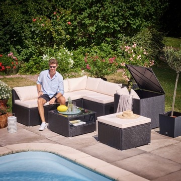 Skrzynia ogrodowa na poduszki 318L kufer schowek polirattan taras czarny