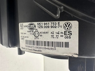 VW GOLF VI 6 08-13R. SVĚTLO PŘEDNÍ BI-XENON NATÁČECÍ LED
