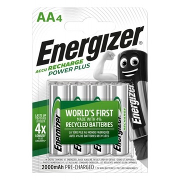 4 аккумулятора Energizer 2000 мАч AA HR6 POWER PLUS