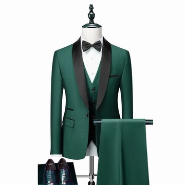 Men Tuxedos Slim Fit Fashion Shawl Lapel 3-Pieces