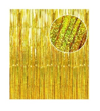 KURTYNA HOLOGRAFICZNA DEKORACJA ZŁOTY MIX 1x2m
