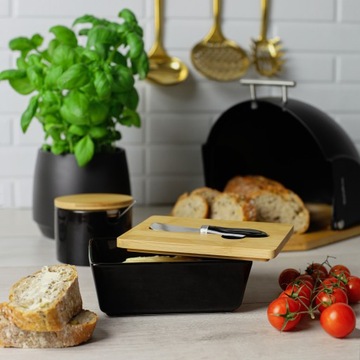 Фарфоровое масло с бамбуковой крышкой контейнером с ножом