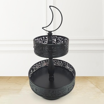 Ид Мубарак Двухэтажный Железный Поднос Контейнер Украшение Стола Черный