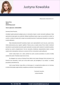 Edytowalny Szablon Listu Motywacyjnego 9/22/LM