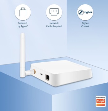 ZigBee 3.0 LAN Шлюз RJ45 TUYA Smart Life Bridge Разъем USB-C Антенна 3dBi