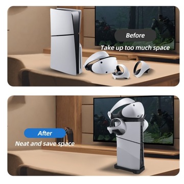 Горизонтальная и вертикальная подставка 2-в-1 для PS5 Slim — черная