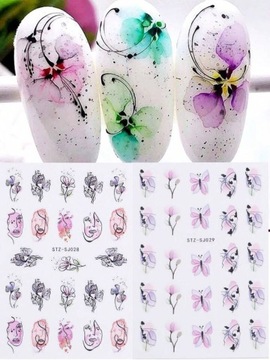 НАКЛЕЙКИ ДЛЯ НОГТЕЙ САМОКЛЕЯЩИЕСЯ украшения для ногтей бабочки розовые цветы