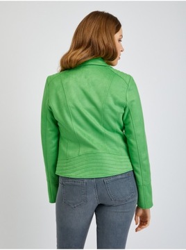 Zielona kurtka damska skórzana z zamszu ORSAY