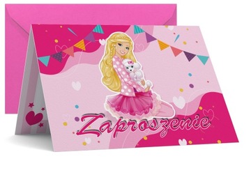 ZAPROSZENIE URODZINOWE BARBIE ZAPROSZENIA + KOPERTA