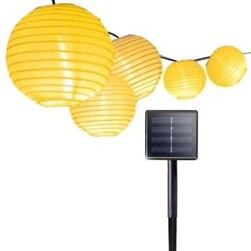 LAMPKI SOLARNE PAPIEROWE LAMPIONY OGRODOWA GIRLANDA ŚWIETLNA 30 LED 6M