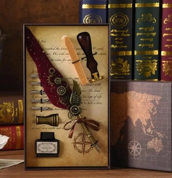 Antique Feather Dip Pen Kit Retro Classic European Quill Pen Ostrich
