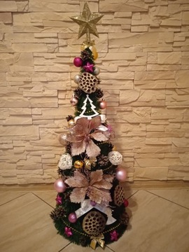 STOŻEK choinka UBRANA z dekoracją LED 80 cm GOTOWA