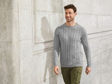 LIVERGY Sweter męski z bawełny szary rozmiar XL 56/58