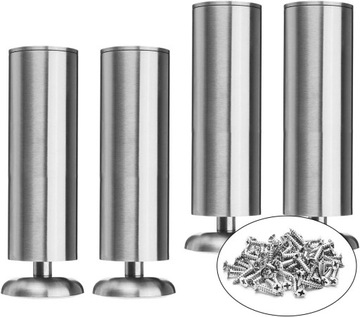 NOGI NÓŻKI MEBLOWE METALOWE 30 cm 4 SZTUKI STAL SZCZOTKOWANA
